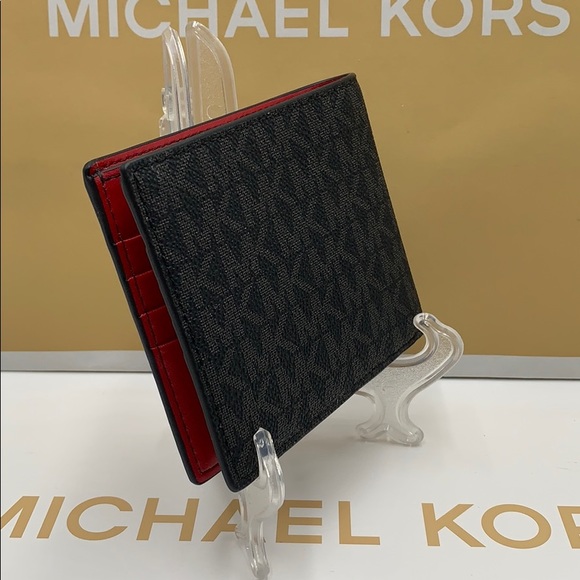 MICHAEL KORS COOPER BIFOLD BLACK/SCARLET - Picture 8 of 16